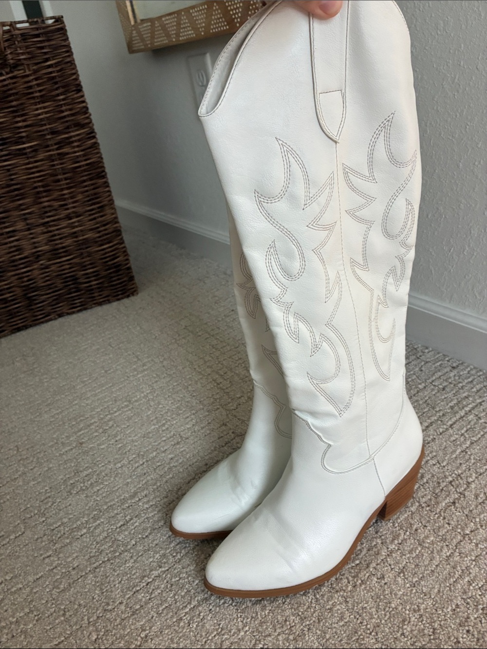 Billini White Knee High Western Boots